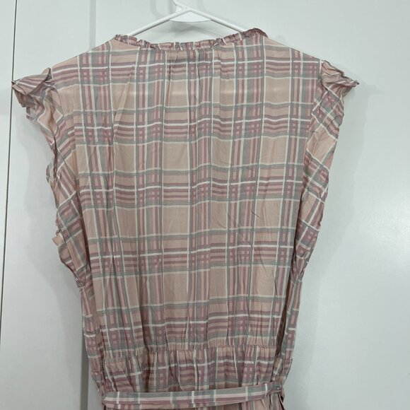 Adelyn Rae Large Pink Plaid Sleeveless Prairie Flounce Dress with Pockets - Picture 15 of 16